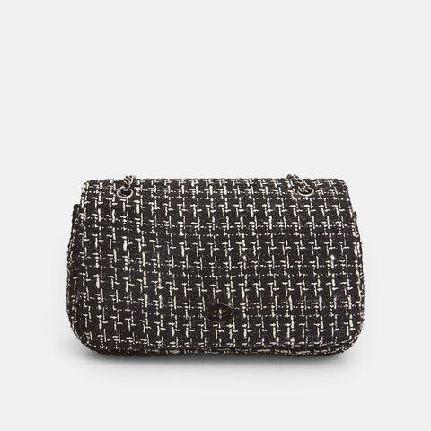 Bolso bandolera de mujer en tweed , Blanco Bolso bandolera de mujer en tweed , Blanco